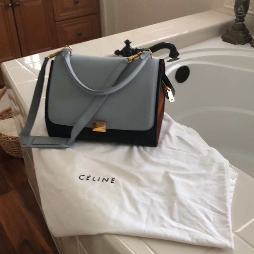 Authentic tri-color Celine all leather bag